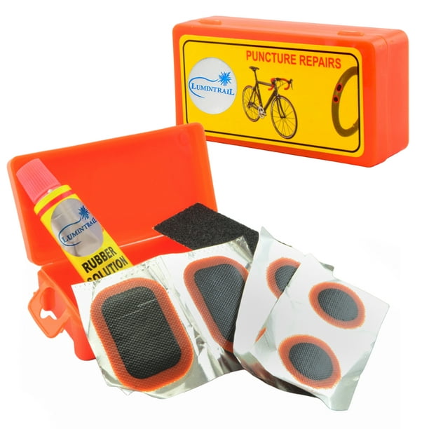 Glueless Puncture Repair Kit 6 Patches 2 Tire Levers Marker Sandpaper & Case